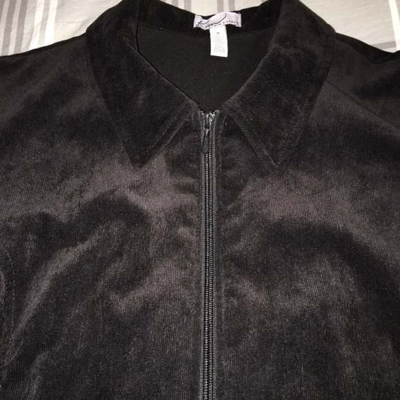 Macy’s Kim Rogers plus Sz 16 corduroy black zip-up - Picture 13 of 14